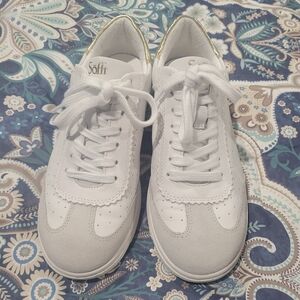 Sofft Women's White and Gold Sneakers